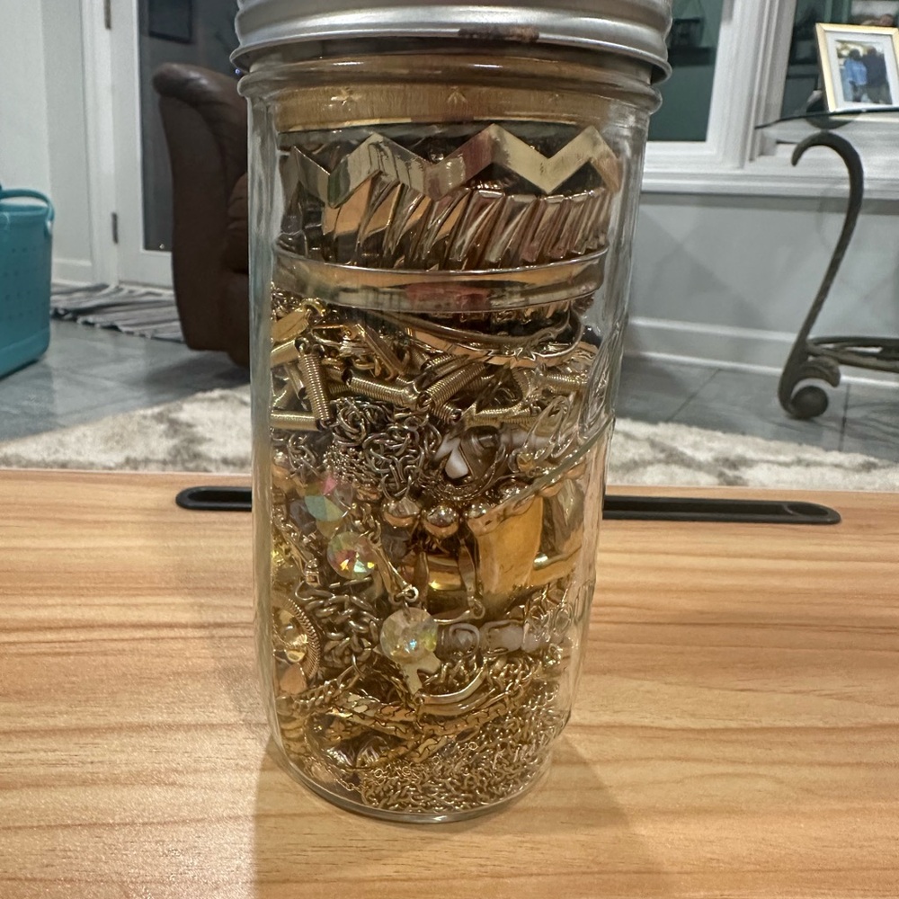 Glass Storage Jar with Gold Accents